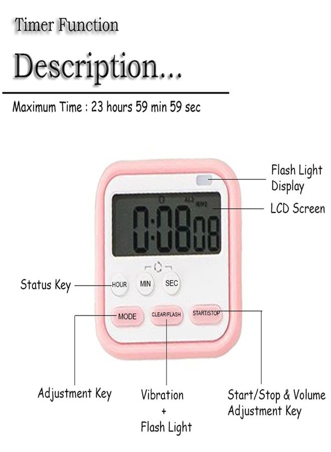 Sixfire Digital Kitchen Timer Stopwatch, Countdown Large Digits for Cooking, Chef Cooking Timer Clock with Loud Alarm Desk Timer Countdown Reminder for Home Office (Pink) - Image 5